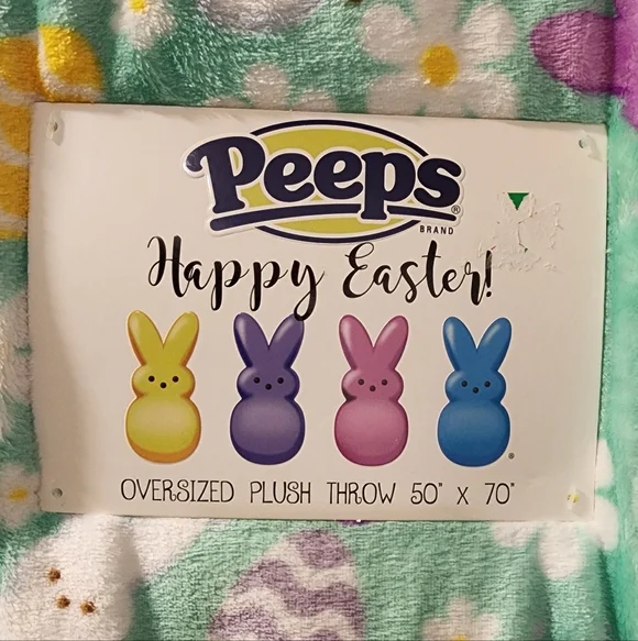 Peeps Light Green Happy Easter Oversized Plush Blanket Throw, NWT - Picture 3 of 6